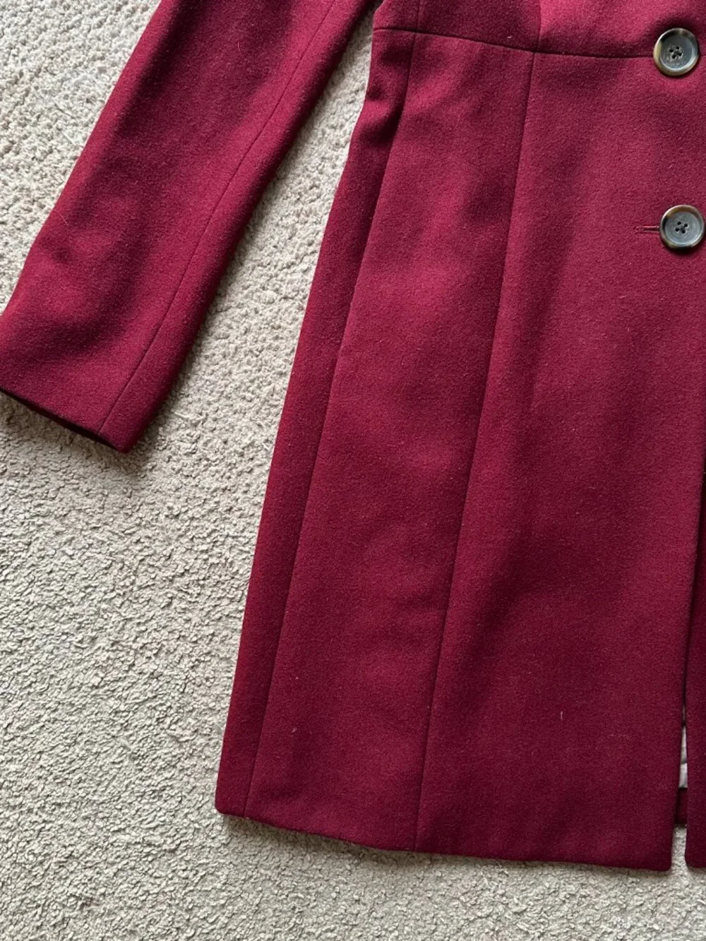 J Crew Coat Womens 6 Long Wool Blend Collared Button Close Red Pockets - Picture 6 of 14
